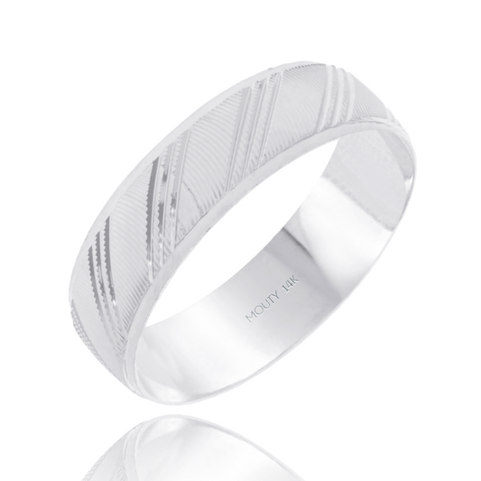Argolla Milán 6mm en oro blanco 14k hueca