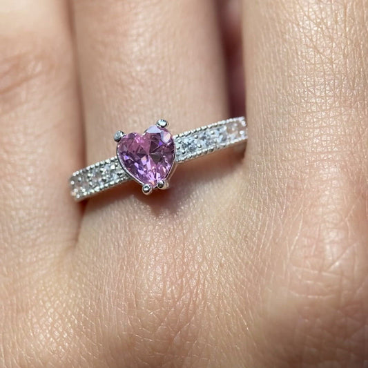 Anillo Fanny en Plata con Circonia Rosa