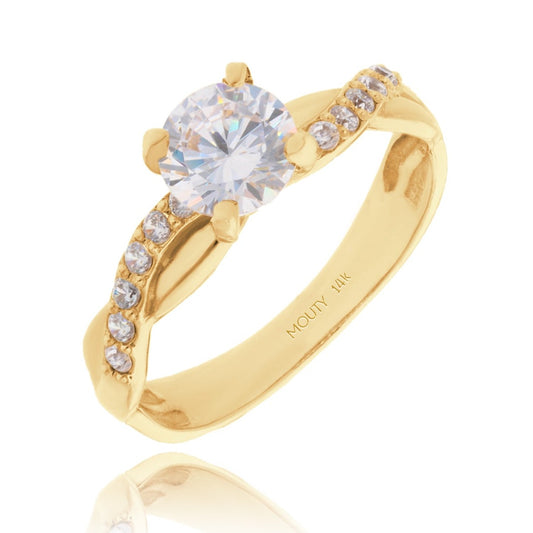 Anillo Charlize en oro amarillo 14k con circonias