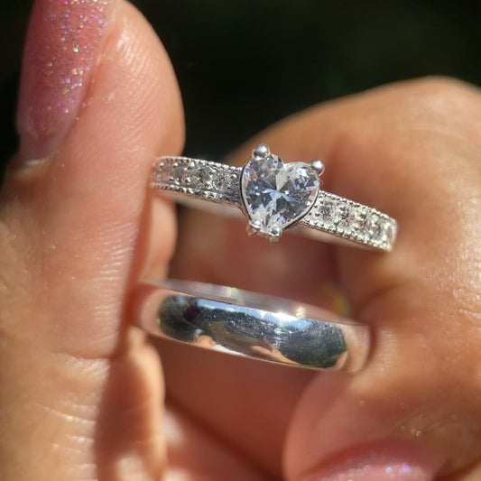 Dúo de Anillos Julian-Fanny en Plata con Circonias