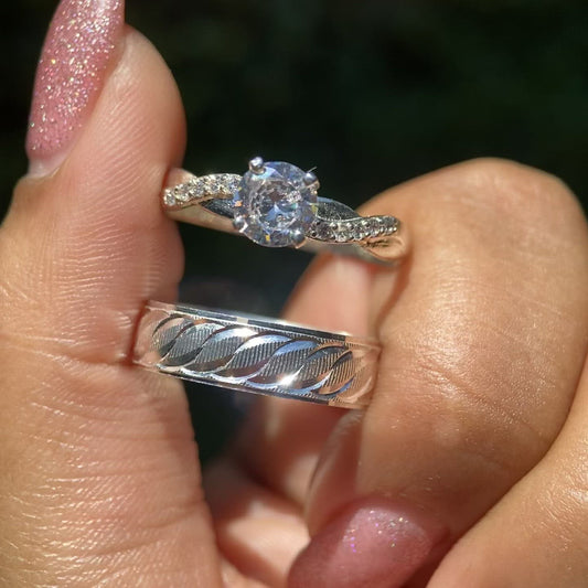 Dúo de Anillos Edward x Charlize en Plata con Circonias