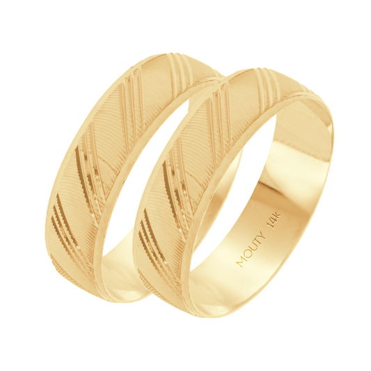 Dúo de argollas Milán 6mm en oro amarillo 14k hueca
