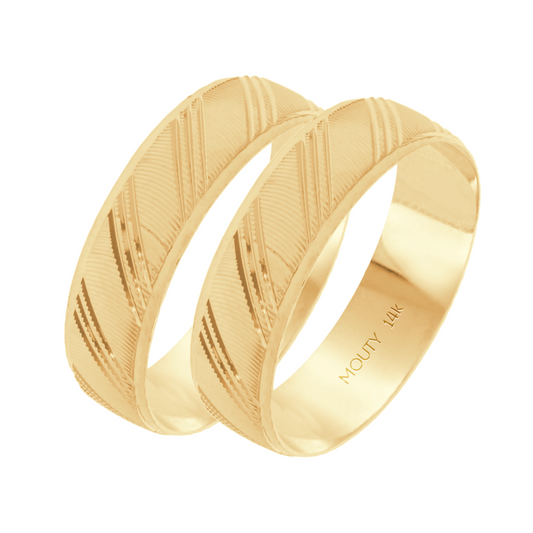 Dúo de argollas Milán en oro amarillo 14k (6mm)