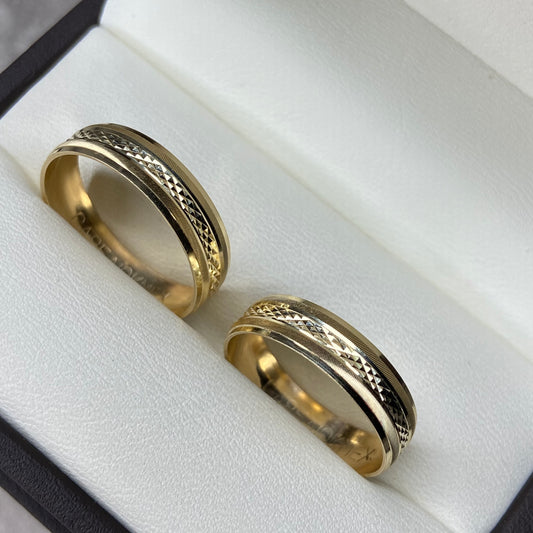 Dúo de Argollas de Compromiso Harold en Oro Amarillo de 10k 4mm