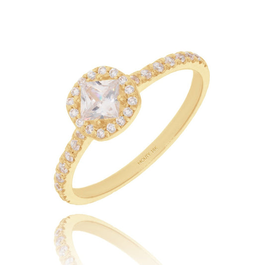 Anillo Alondra en oro amarillo 18k con circonias