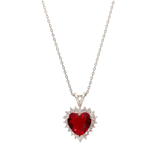 Collar Love en plata con circonia roja