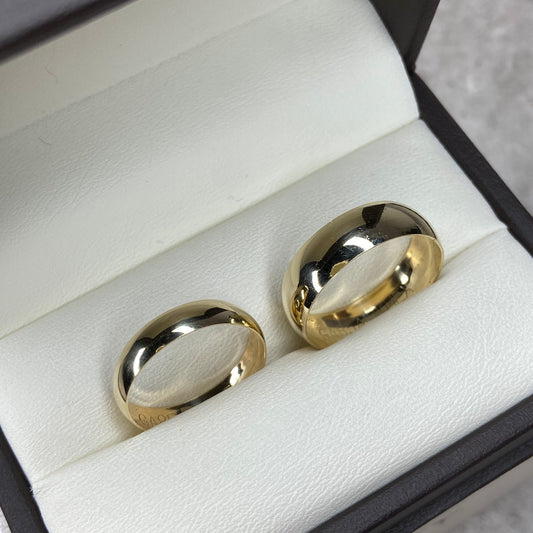 Dúo de Argollas de Compromiso Willow (6mm) - Julian (3mm) en Oro Amarillo de 10k