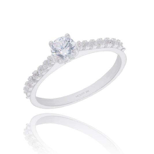 Anillo London en Oro blanco 18k con circonias