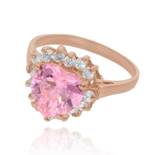 Anillo Serena en plata con baño de oro rosa Inspirado en Sailor M. con circonia rosa