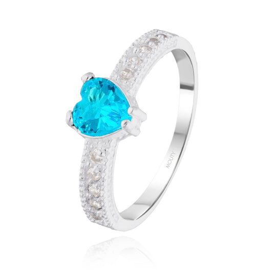 Anillo Fanny en plata con circonia azul cielo