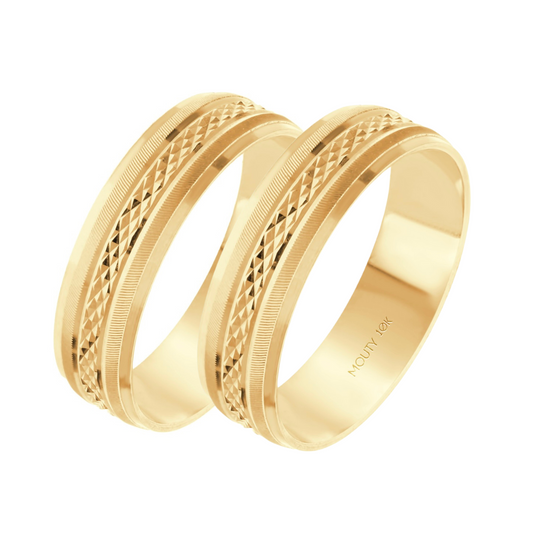 Dúo de Argollas de Compromiso Harold en Oro Amarillo de 10k 4mm