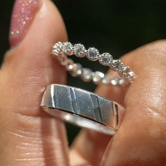 Duo de Anillos Richard x Leah en Plata con Circonias