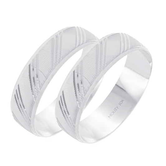 Dúo de Argollas Milan en Oro blanco de 10k (6mm)