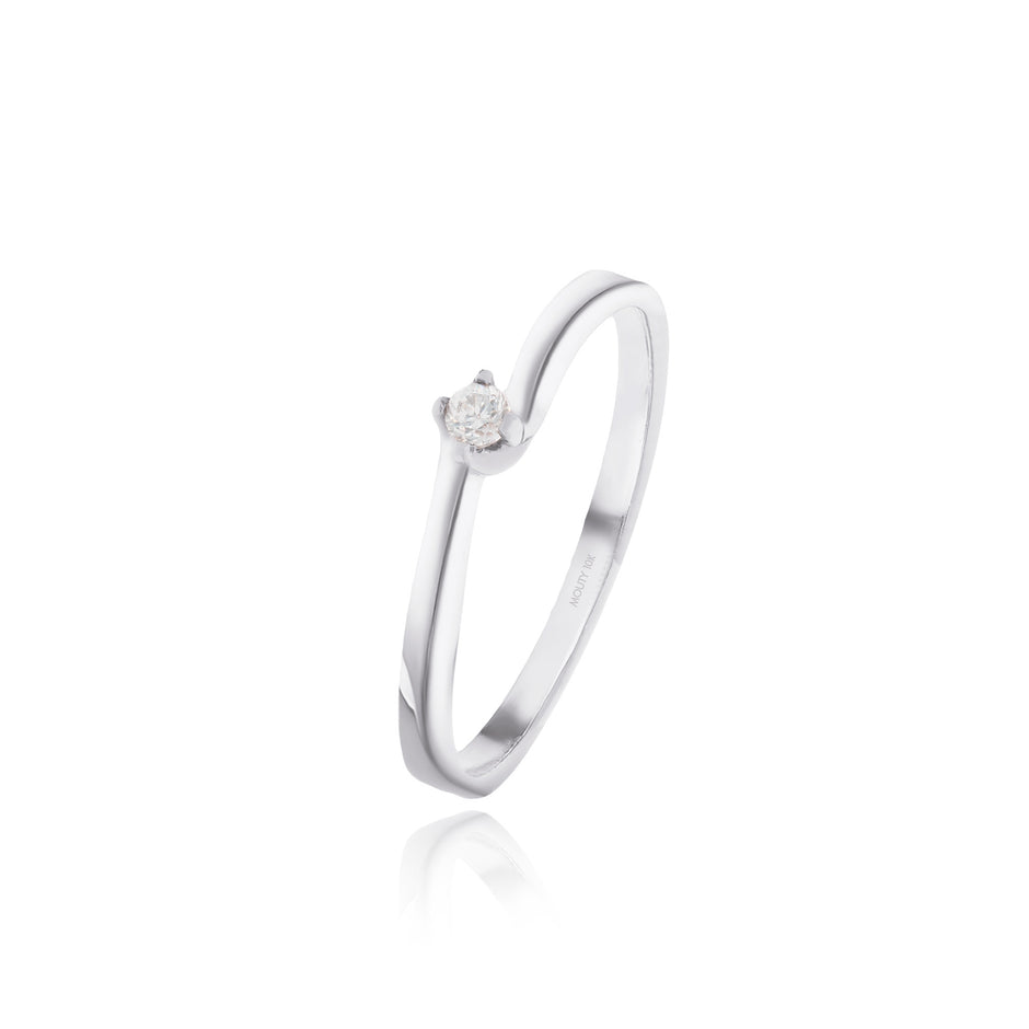 Anillo Olivia en oro blanco 10k con circonia