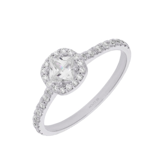 Anillo Alondra en Oro blanco 18k con Circonias