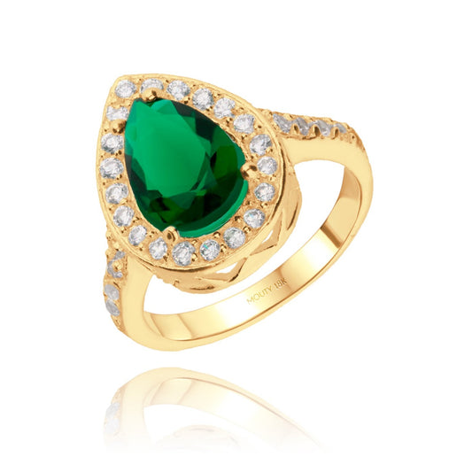 Anillo Polet en oro amarillo 18k con circonia verde inspirado en Hurrem