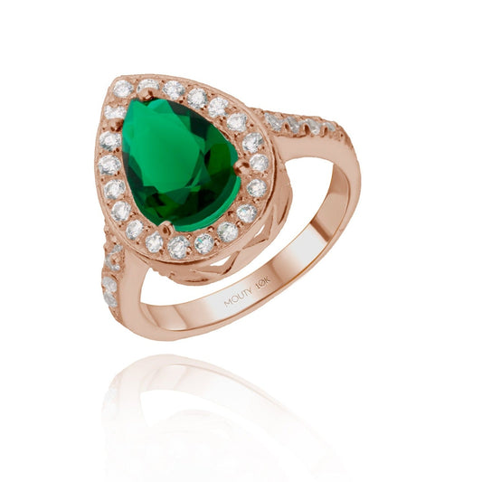 Anillo Polet en Oro rosa 14k con Circonia Verde inspirado en Hurrem