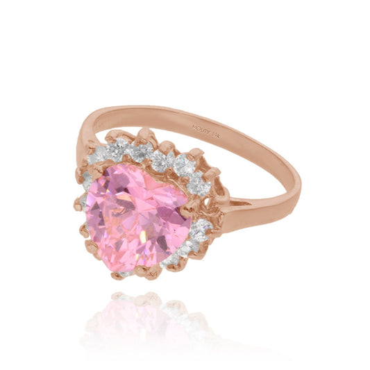 Anillo Serena en Oro Rosa 14k con Circonia Rosa inspirado en Sailor M.