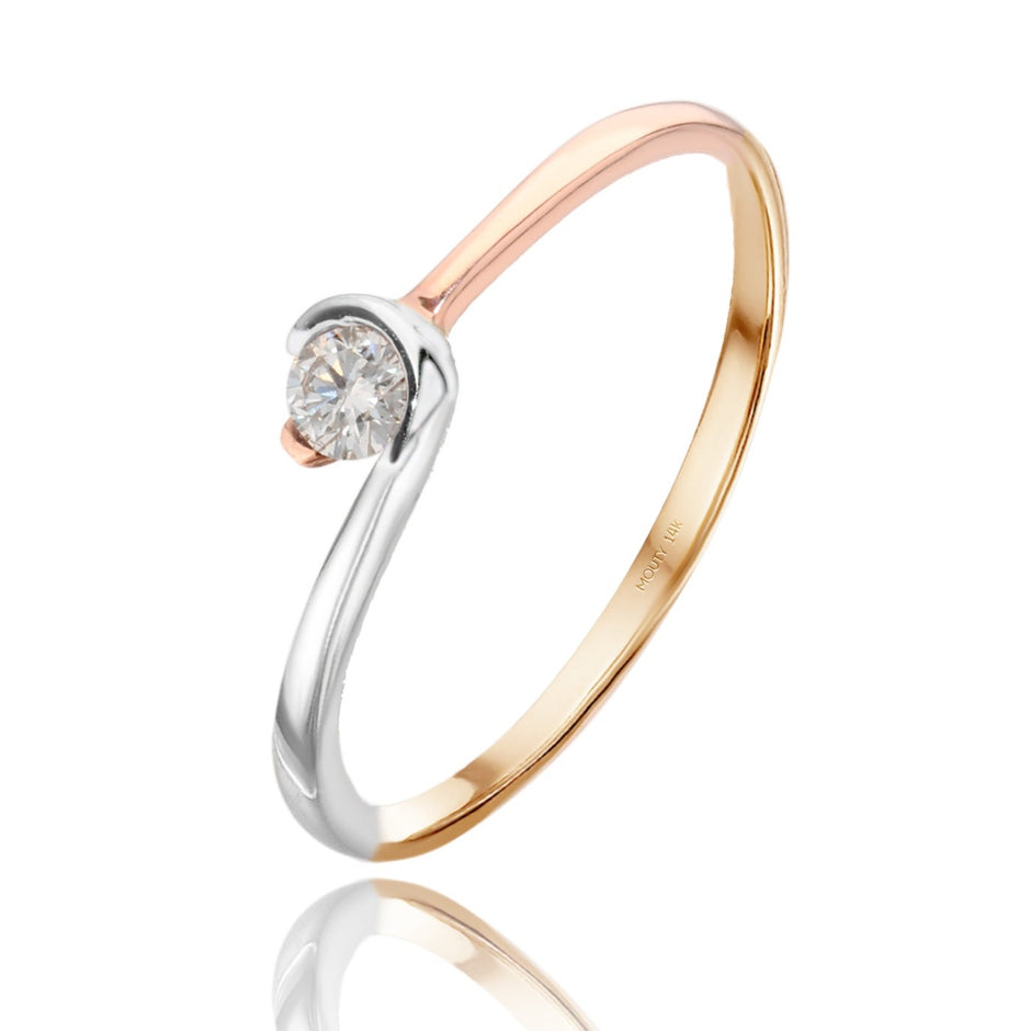 Ring in 14k Florentine gold with diamond Mod: OF1534