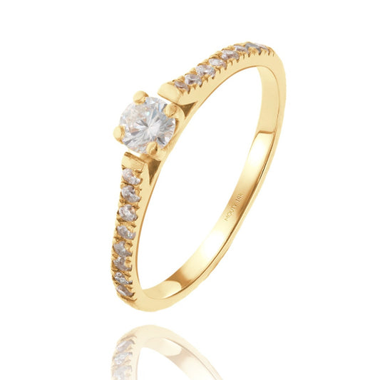 Anillo en oro amarillo 14k con diamantes Mod: OF1396