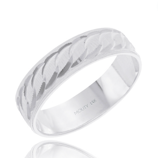 Argolla Edward 6mm  en oro blanco 14k hueca