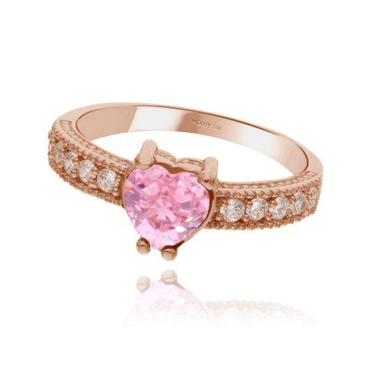 Anillo Fanny en Oro Rosa 14k con Circonia Rosa
