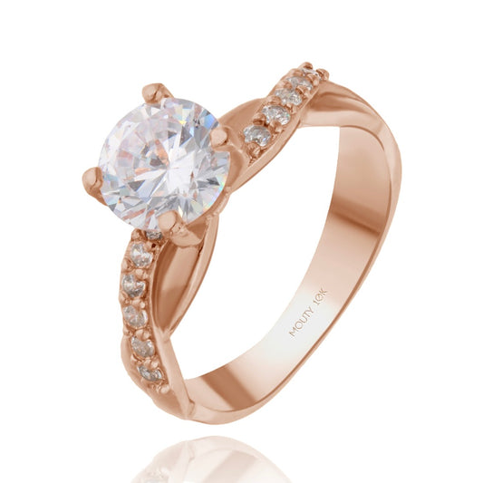 Anillo Charlize en oro rosa 10k con circonias