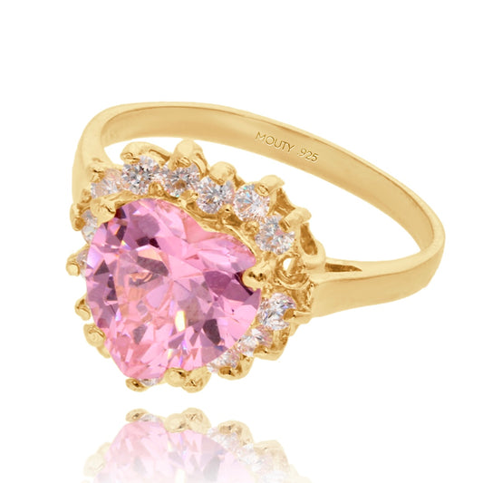 Anillo Serena en plata con baño de oro amarillo Inspirado en Sailor M. con circonia Rosa