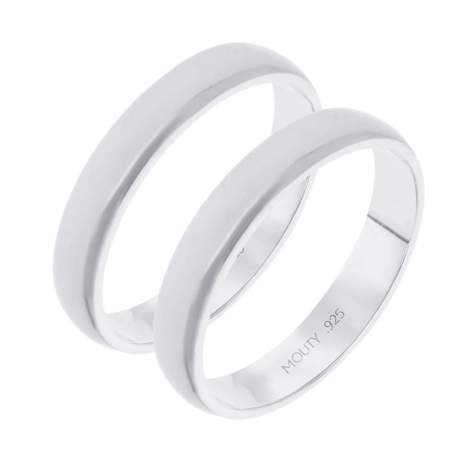 Dúo de argollas lisas Julián 4mm en plata hueca