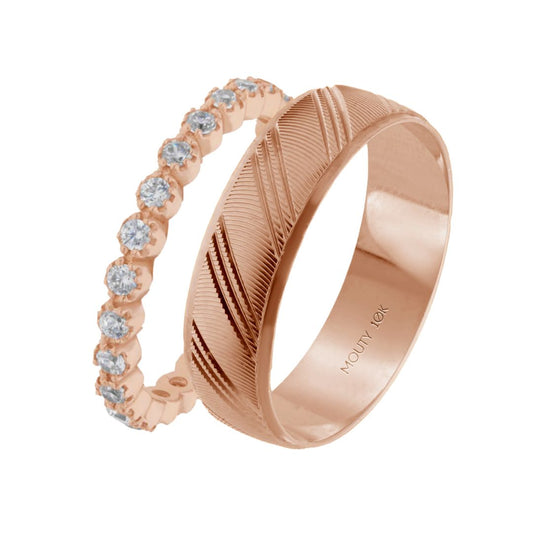Duo de Anillos Leah-Milan en oro rosa 10k con Circonias
