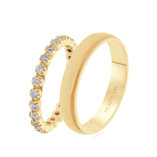 Duo de Anillos Leah-Julian en oro amarillo 14k con Circonias