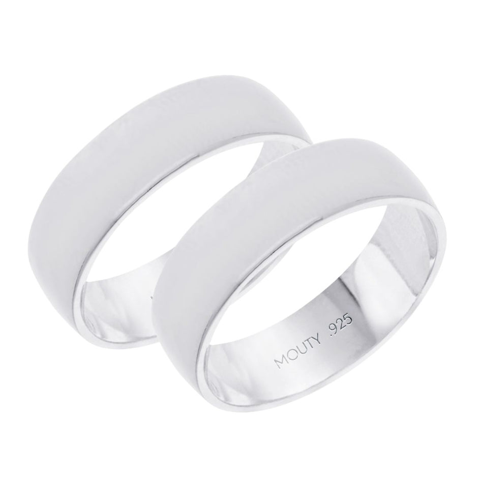 Dúo de argollas lisa Willow 6mm en plata hueca