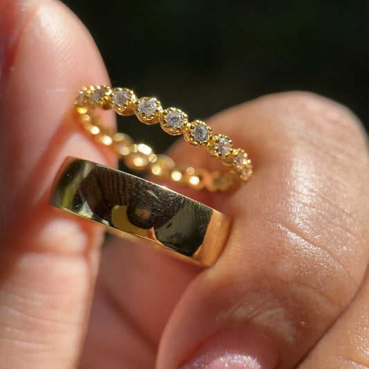 Dúo de Anillos Willow-Leah en Plata con Baño de Oro Amarillo