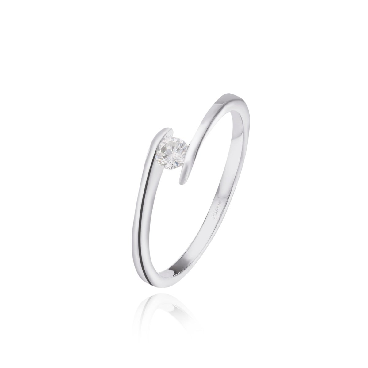 Anillo en oro blanco 14k con diamante natural .10cts Mod: OF1567 - Mouty Joyería