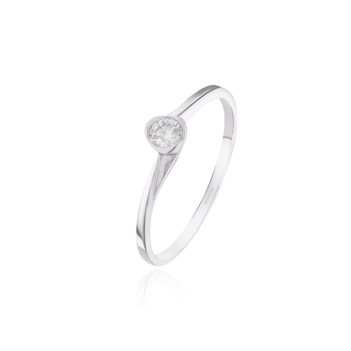 Anillo en oro blanco 14k con diamante natural .14cts Mod: OF1243 - Mouty Joyería