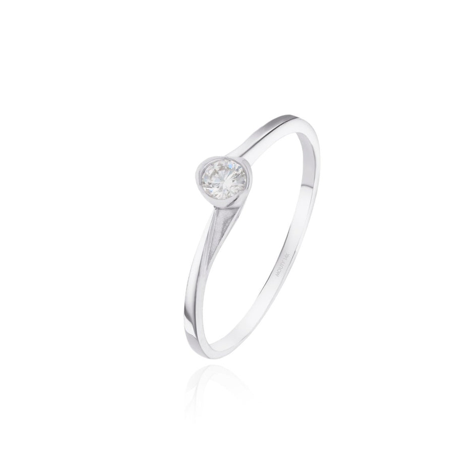 Anillo en oro blanco 14k con diamante natural .14cts Mod: OF1243 - Mouty Joyería