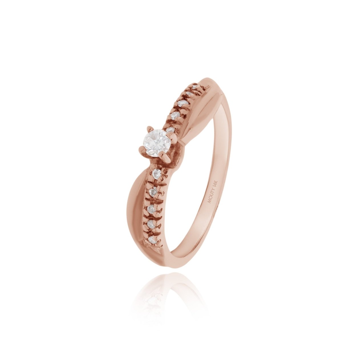 Anillo en oro rosa 14k con diamantes naturales .09L .08C Mod: OF1595 - Mouty Joyería