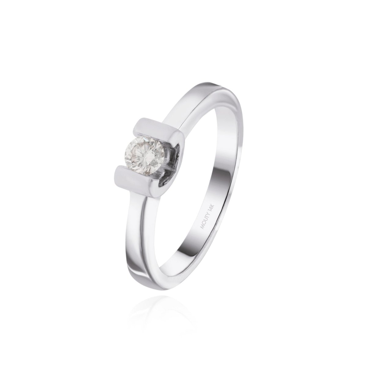 Anillo OF1238 en oro blanco 14k con diamante natural .15cts - Mouty Joyería