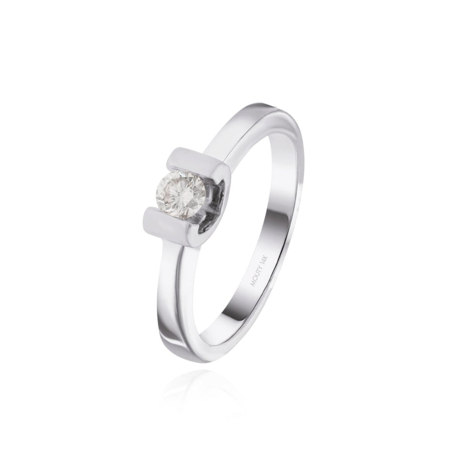 Anillo OF1238 en oro blanco 14k con diamante natural .15cts - Mouty Joyería