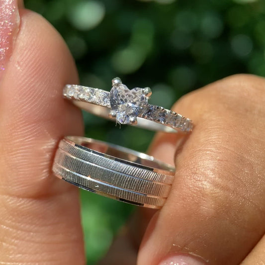 Dúo de Anillos Ethan x Amour en Plata con Circonias