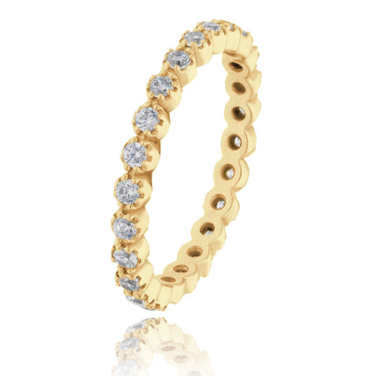 Anillo churumbela Leah en oro amarillo 14k con circonias