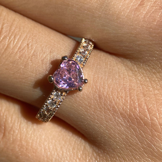 Anillo Fanny en Oro Rosa 14k con Circonia Rosa