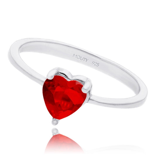 Anillo Zara en Plata con Circonia Roja