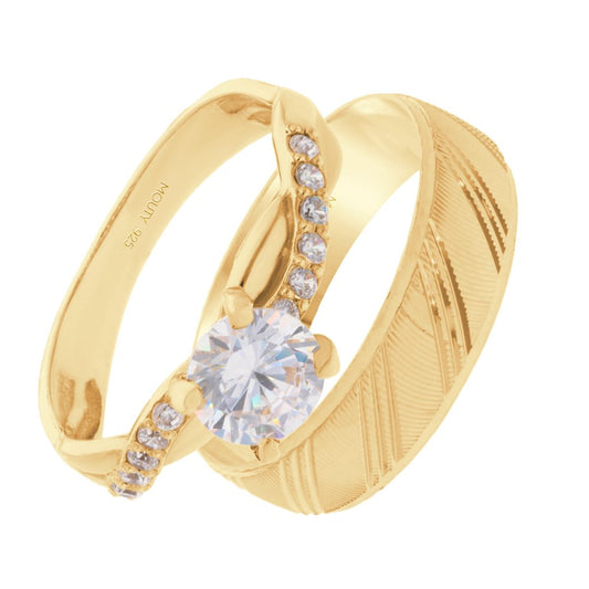 Dúo de Anillos Milan-Charlize en Plata con Baño de Oro Amarillo