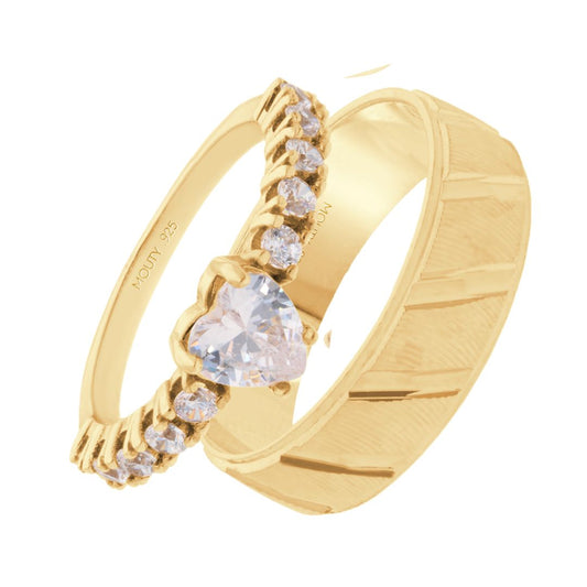 Dúo de anillos Richard-Amour en plata con baño de oro amarillo
