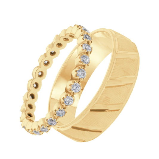 Dúo de Anillos Richard-Leah en Plata con Baño de Oro Amarillo