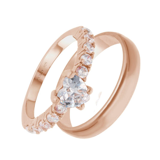 Dúo de Anillos Julian-Amour en Plata con Baño de Oro Rosa